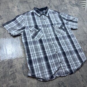 Bruno Button Up Shirt Men's Extra Large L Multicolor Plaid Pocket Short Sleeves